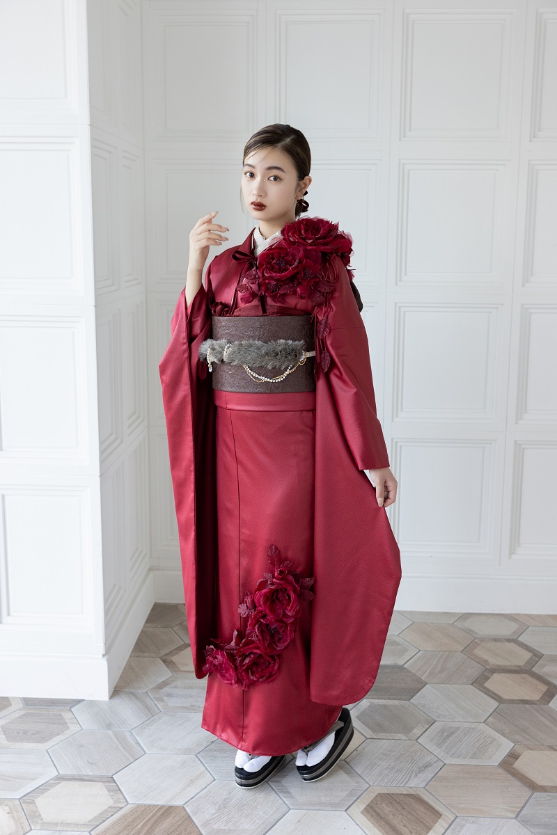 合繊振袖ラフィネモカ GF-75 レザリーダイヤ【レッド】 - 画像 (8)