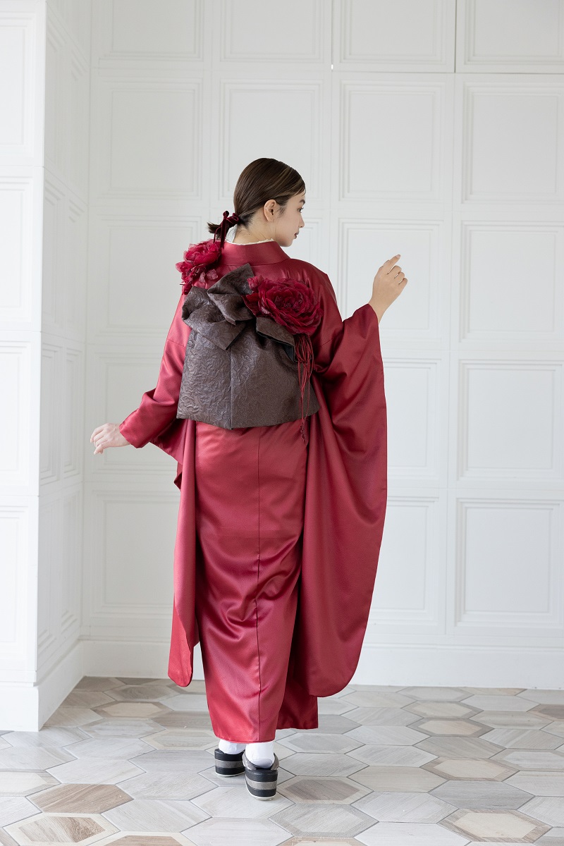 合繊振袖ラフィネモカ GF-75 レザリーダイヤ【レッド】 - 画像 (9)