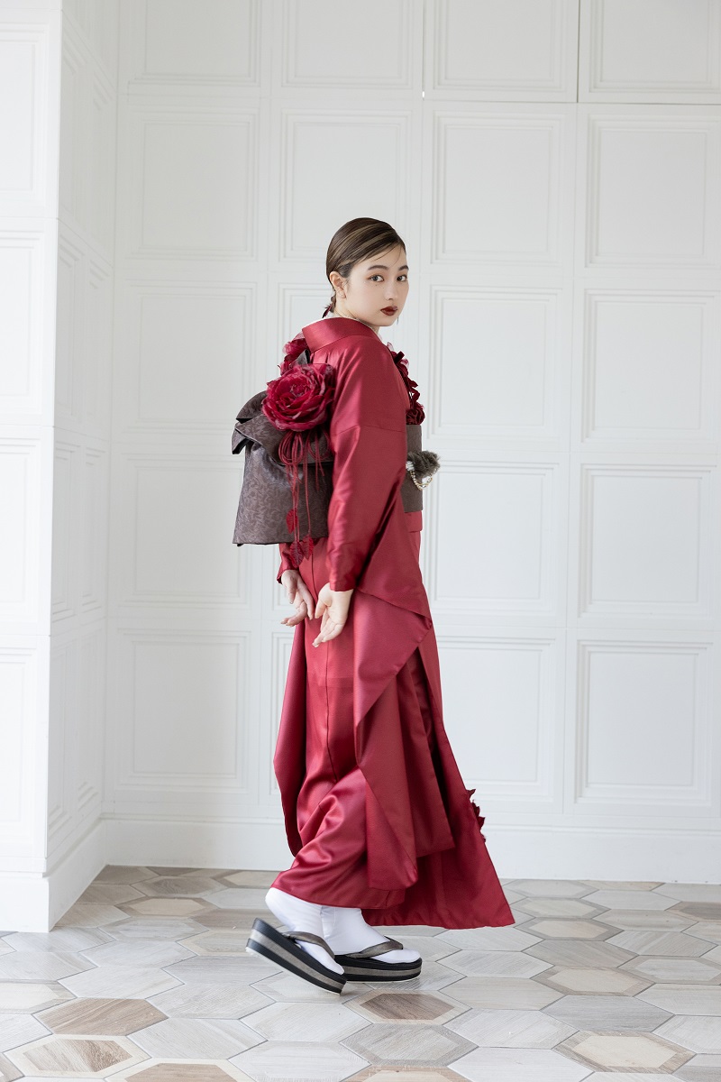 合繊振袖ラフィネモカ GF-75 レザリーダイヤ【レッド】 - 画像 (10)