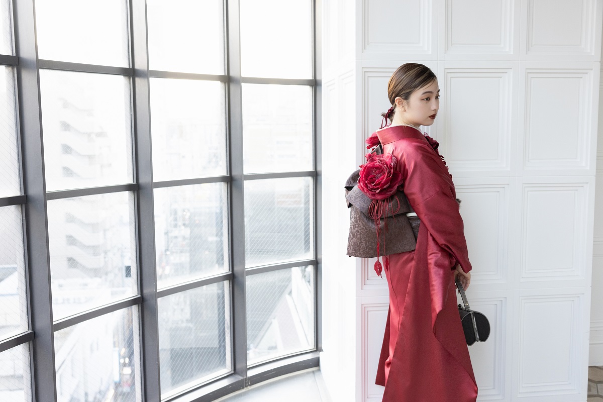 合繊振袖ラフィネモカ GF-75 レザリーダイヤ【レッド】 - 画像 (12)