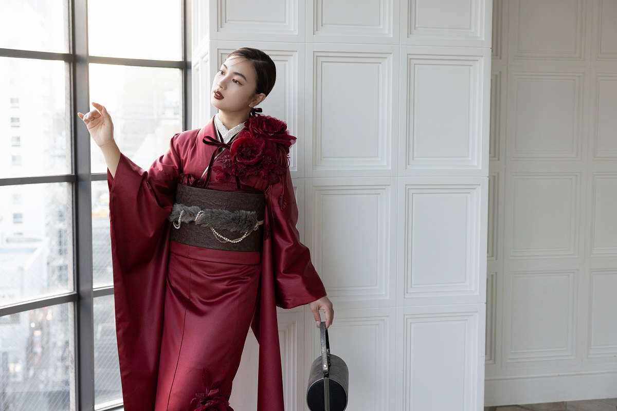 合繊振袖ラフィネモカ GF-75 レザリーダイヤ【レッド】 - 画像 (5)