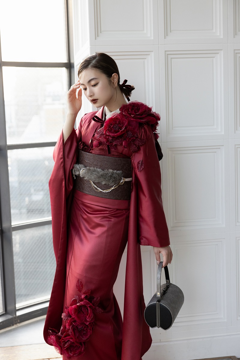 合繊振袖ラフィネモカ GF-75 レザリーダイヤ【レッド】 - 画像 (6)