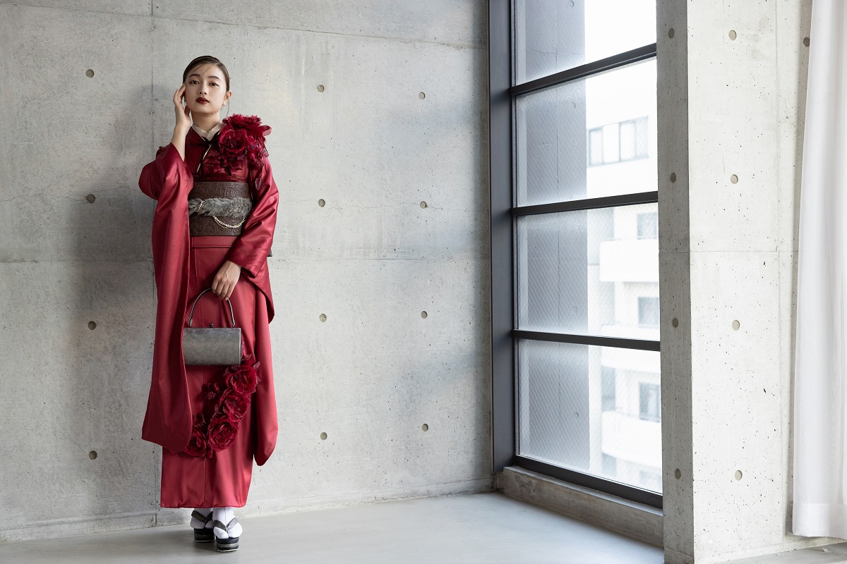 合繊振袖ラフィネモカ GF-75 レザリーダイヤ【レッド】 - 画像 (13)