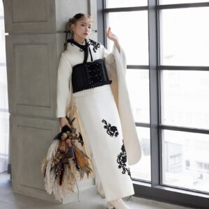 合繊振袖ラフィネモカ GF-73　レザリーダイヤ【アイボリー】