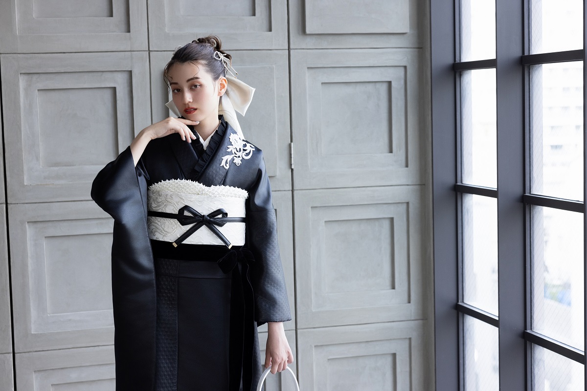 合繊振袖ラフィネモカ GF-74 レザリーダイヤ【ブラック】 - 画像 (8)