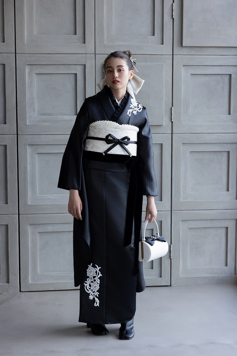 合繊振袖ラフィネモカ GF-74 レザリーダイヤ【ブラック】 - 画像 (2)