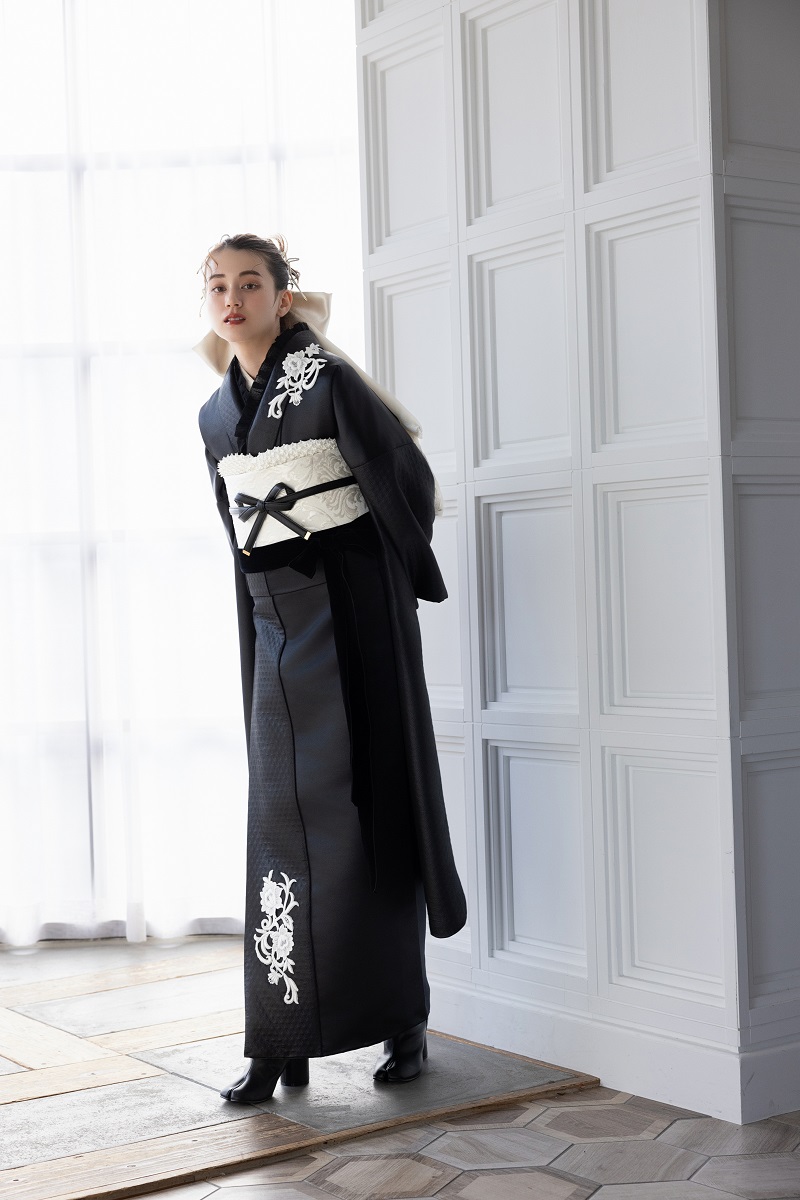 合繊振袖ラフィネモカ GF-74 レザリーダイヤ【ブラック】 - 画像 (3)