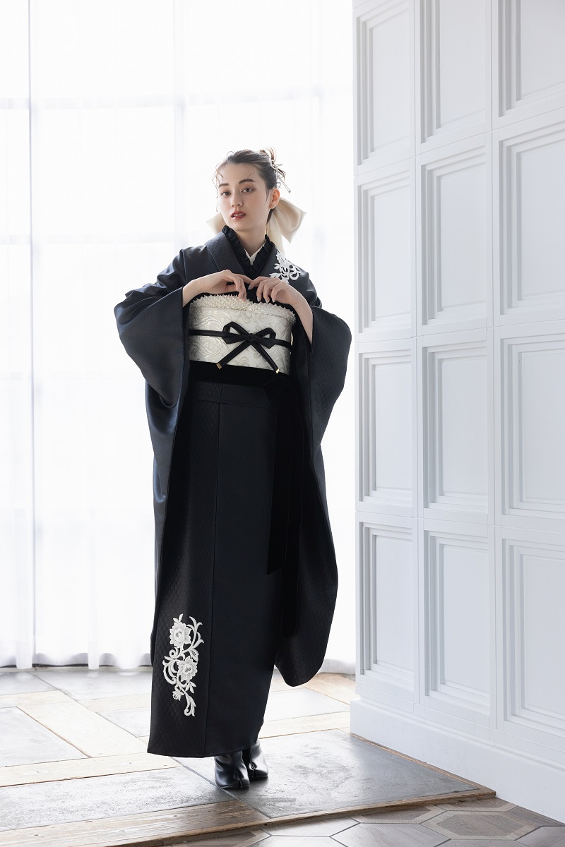 合繊振袖ラフィネモカ GF-74 レザリーダイヤ【ブラック】 - 画像 (4)