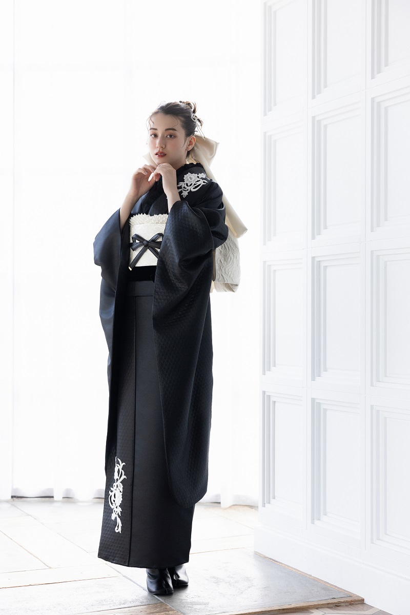 合繊振袖ラフィネモカ GF-74 レザリーダイヤ【ブラック】 - 画像 (5)