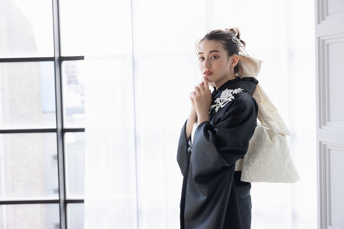 合繊振袖ラフィネモカ GF-74 レザリーダイヤ【ブラック】 - 画像 (7)