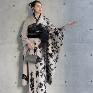 合繊振袖ラフィネモカ GF-71　モカ・シルエット