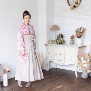 ラフィネモカ二尺袖 くす玉 ローズピンクRM-134【ピンク/ベージュ】