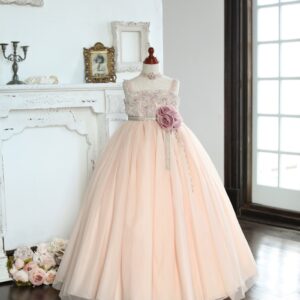 ロングドレスR-029　サーモンピンク