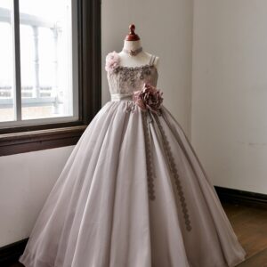 ロングドレスR-044　グレー