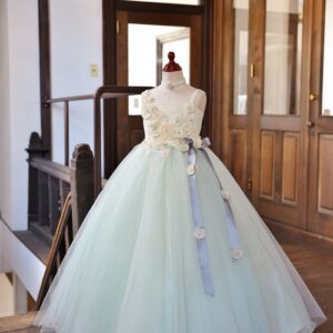 ロングドレスR-045　ｼｬｰﾍﾞｯﾄｸﾞﾘｰﾝ