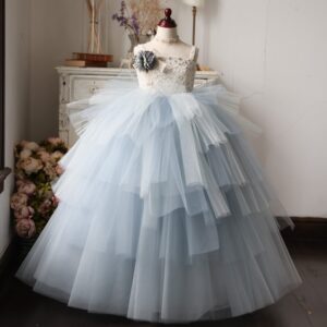 ロングドレスR-064　ｸﾞﾚｰ (ﾌﾞﾙｰｸﾞﾚｰ)