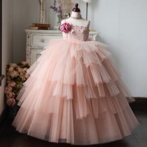 ロングドレスR-064　ｻｰﾓﾝﾋﾟﾝｸ