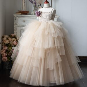 ロングドレスR-064　ベージュ