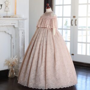 ロングドレスR-065　ｻｰﾓﾝﾋﾟﾝｸ