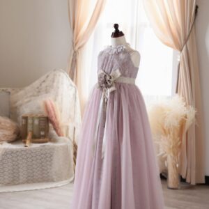 ナチュラル ロングドレス R-068　 モーブ