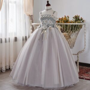 ロングドレスR-069　グレー