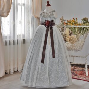 ロングドレスR-070　ブラウン