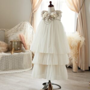 ナチュラル ミモレ丈ドレス R-073　ｱｲﾎﾞﾘｰ