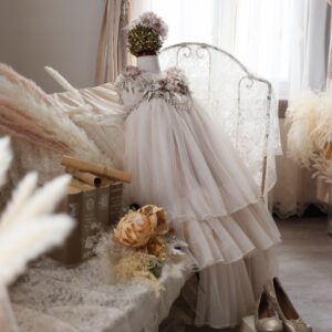 ナチュラル ミモレ丈ドレス R-073　ﾍﾞｰｼﾞｭ