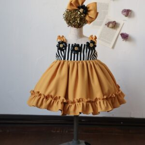 【現品80㎝】ミニドレスR-082　イエロー