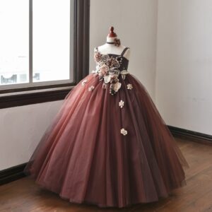 ロングドレスR-052　ブラウン