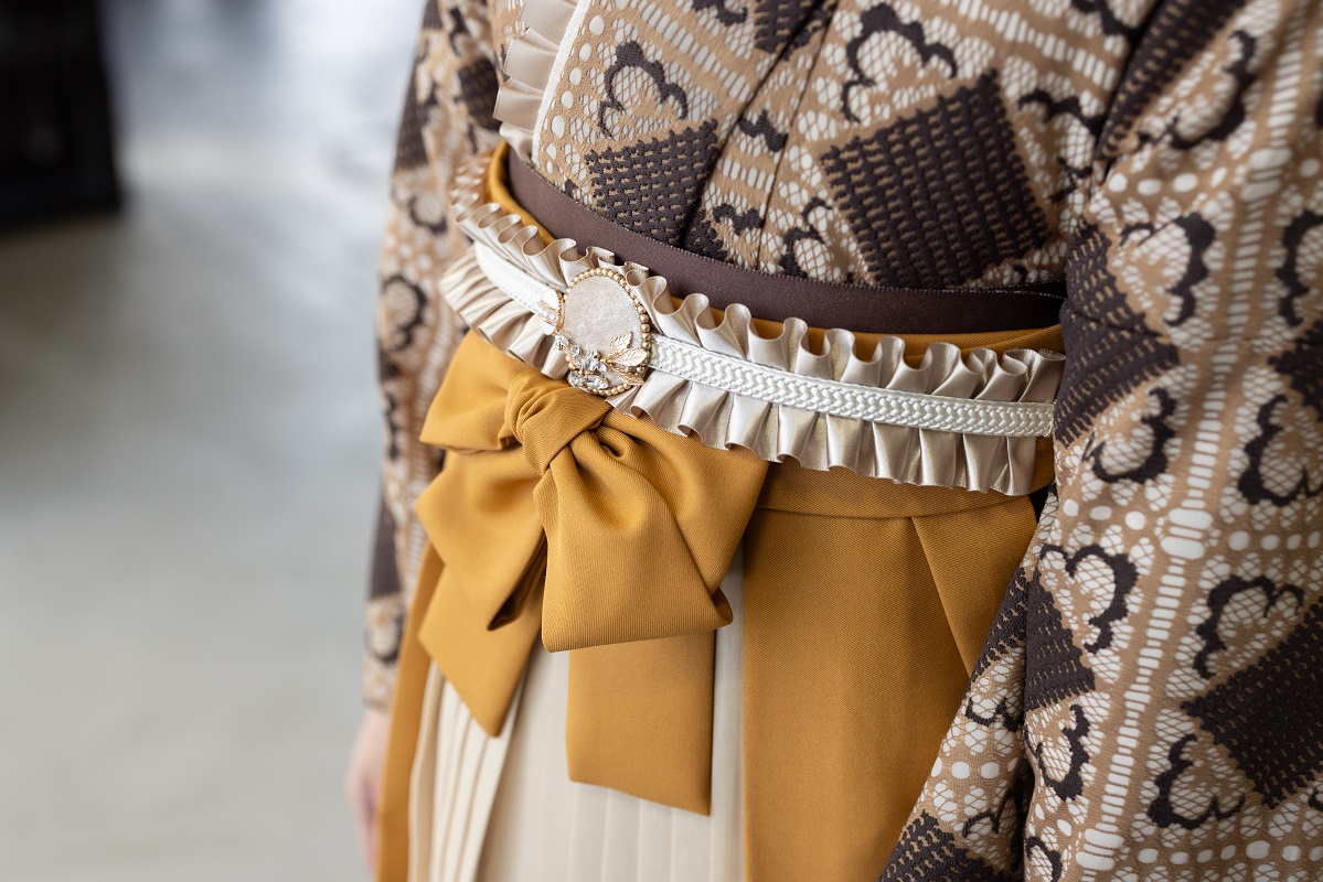 ラフィネモカ二尺袖/卒業袴 ラティスチョコレートRM-169/RH-93【キャメル/金茶】 - 画像 (10)