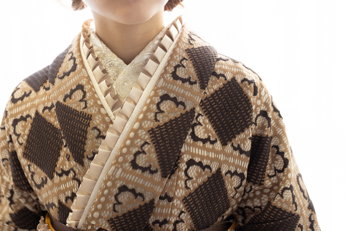 ラフィネモカ二尺袖/卒業袴 ラティスチョコレートRM-169/RH-93【キャメル/金茶】 - 画像 (9)