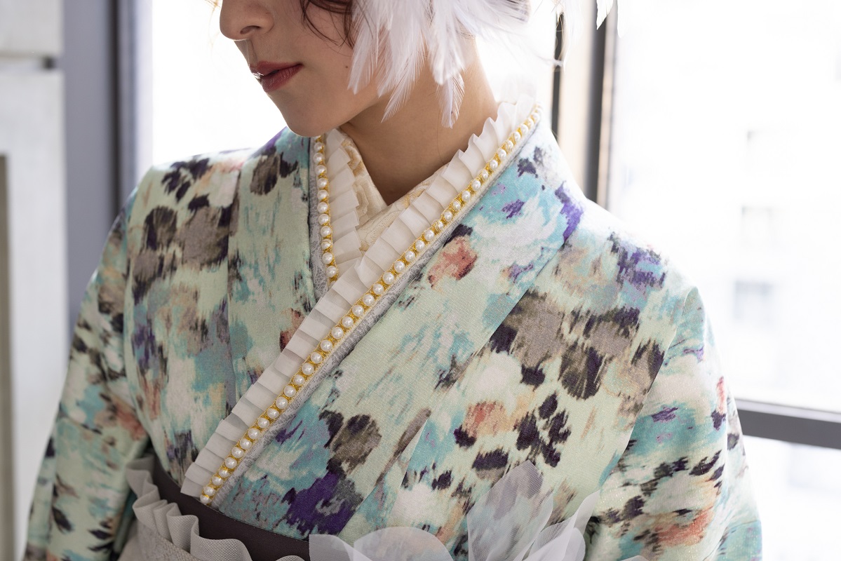 ﾗﾌｨﾈﾓｶ二尺袖/ﾄﾞﾚｽ袴　マティエールRM-180/RH-103【ﾐﾝﾄｸﾞﾘｰﾝ/ｼﾙﾊﾞｰ】 - 画像 (12)