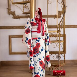 【現品】ラフィネココ・ロザリー 7歳きもの RC620-A【白赤】