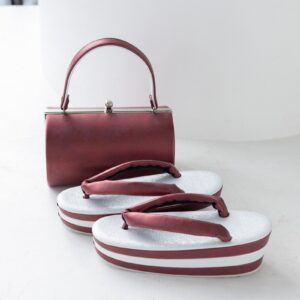 マットメタル 三段草履バッグセット　FZ-005銀赤