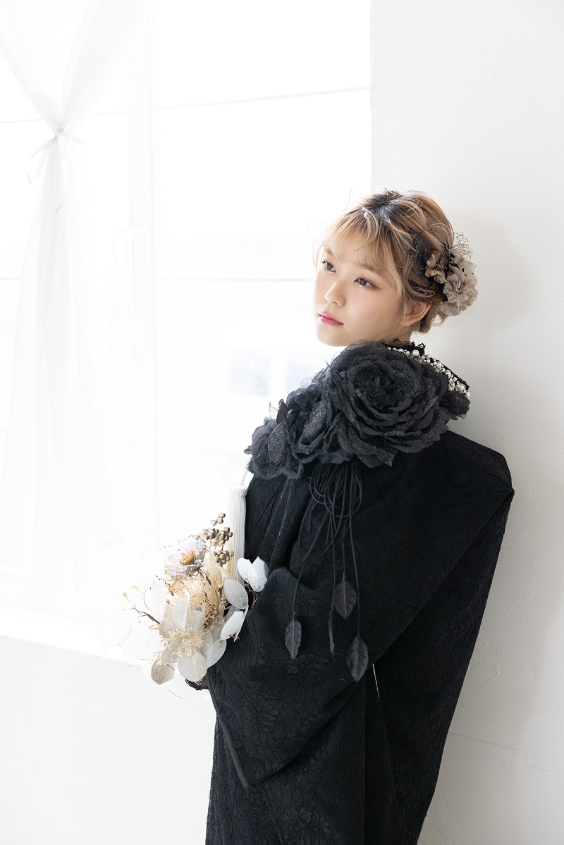 【ラフィネモカ】打掛UK-004【黒グレー】 - 画像 (3)