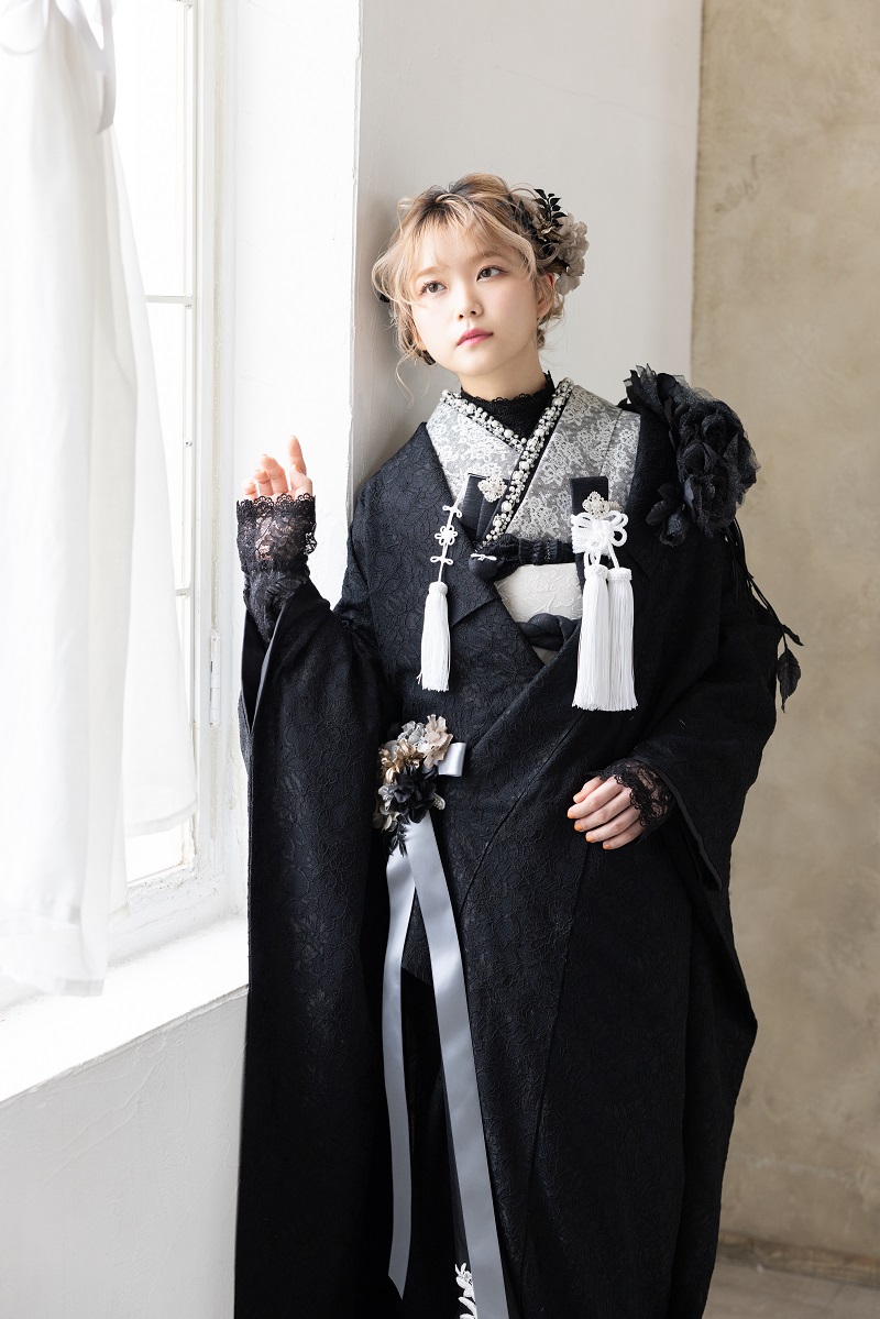 【ラフィネモカ】打掛UK-004【黒グレー】 - 画像 (4)