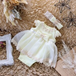 【現品70㎝】ベビーロンパースドレスRB-811　イエロー