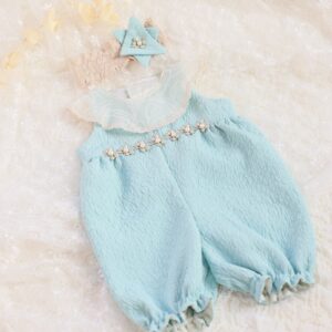 【現品70cm】ベビーロンパースドレスRB-836　ミント