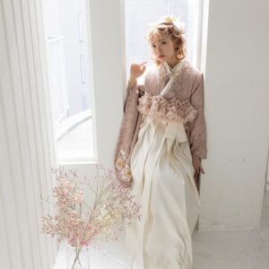 ラフィネモカ二尺袖/卒業袴 ロココ・シフォンRM-171/RH-100【ダークピンク/アイボリー】