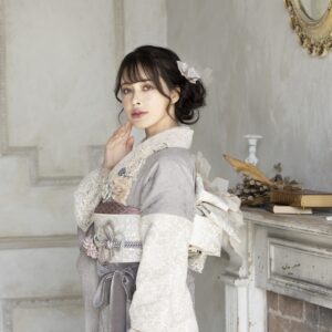 袋帯【正絹】振袖用　GFO-51白銀黒ライン