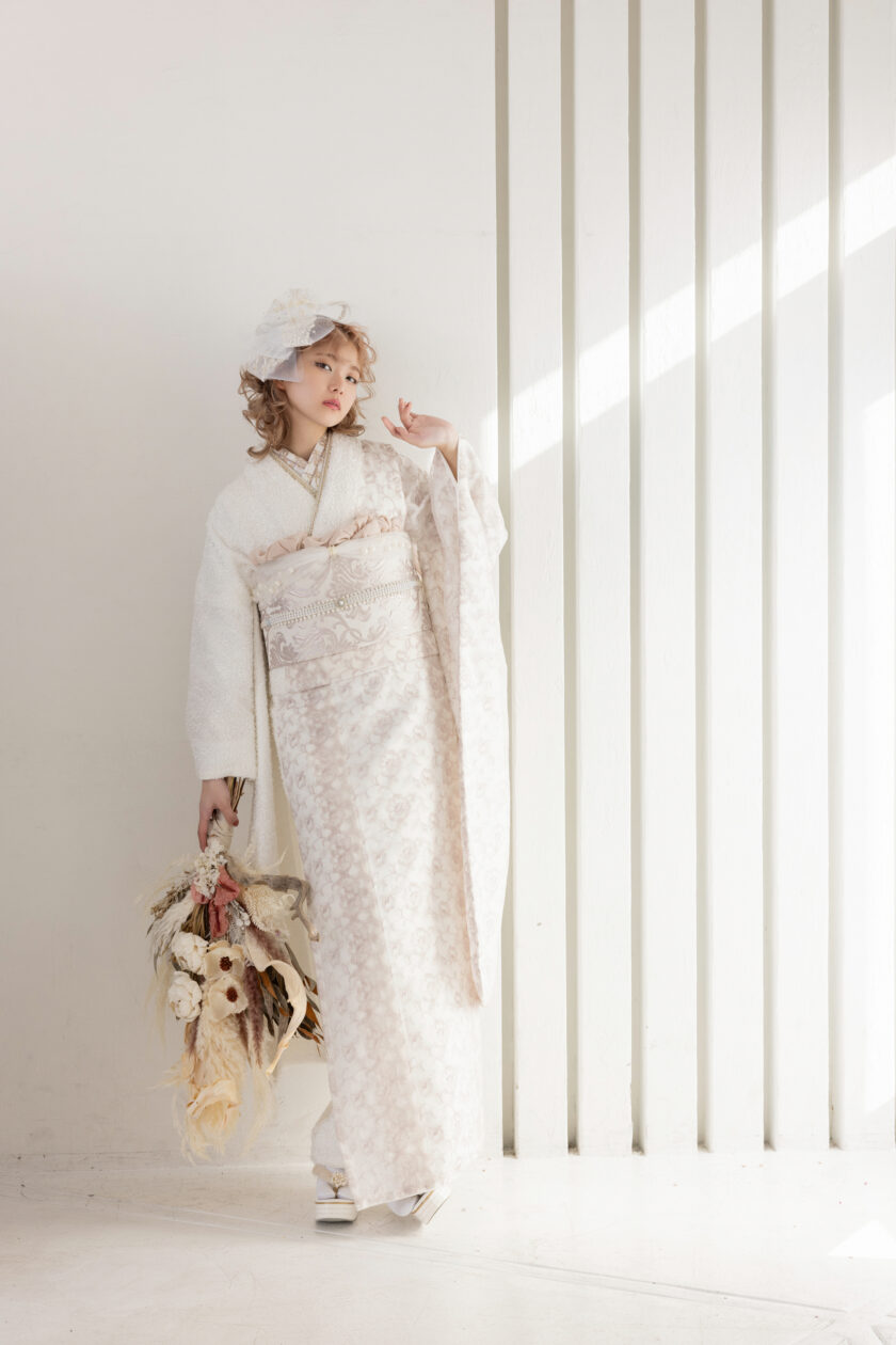 合繊振袖ラフィネモカ GF-72 フェザリーレース