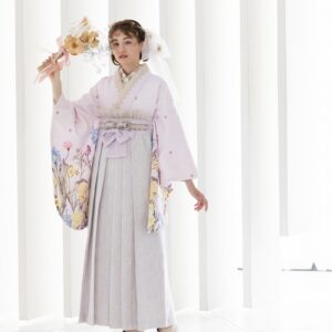 ラフィネモカ二尺袖/卒業袴 アンティークガーデンRM-164/RH-95【ラベンダーピンク/パープル】