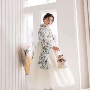 ラフィネモカ二尺袖/ドレス袴 マティエールRM-180/RH-103【ミントグリーン/シルバー】