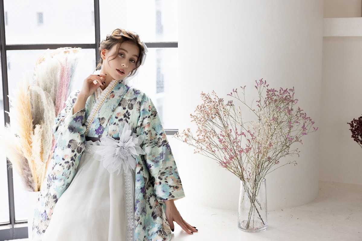 ﾗﾌｨﾈﾓｶ二尺袖/ﾄﾞﾚｽ袴　マティエールRM-180/RH-103【ﾐﾝﾄｸﾞﾘｰﾝ/ｼﾙﾊﾞｰ】 - 画像 (15)