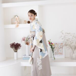 ラフィネモカ二尺袖/卒業袴 トラッドRM-162/RH-92【アイスグレー/モカ】