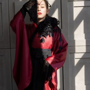 ラフィネモカ二尺袖/卒業袴 ラフィネモカ・ルージェRM-178/RH-98【レッド/ブラック】