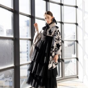 ラフィネモカ二尺袖/ドレス袴 モカ・シルエットRM-175/RH-104【モカ/ブラック】