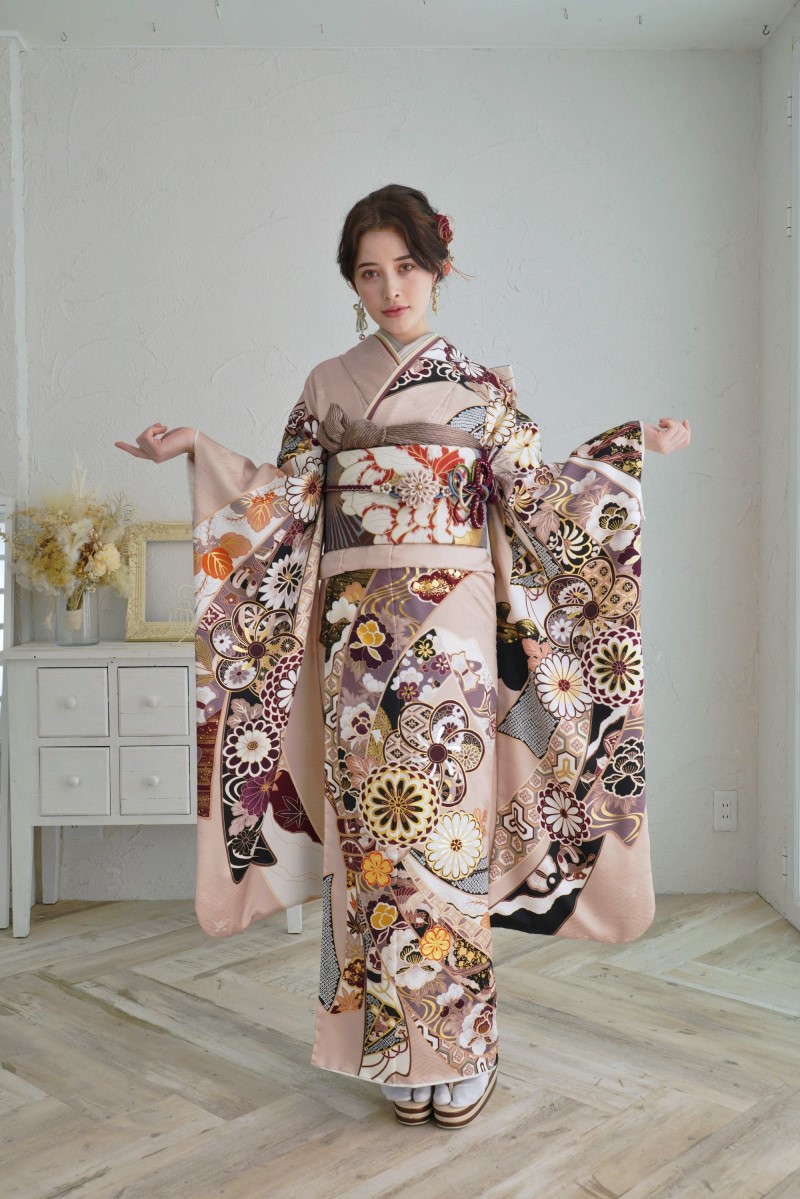 正絹振袖ラフィネモカ RF-11-シャンパンカラー- - 画像 (9)