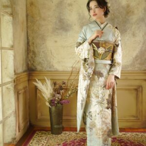 正絹振袖ラフィネモカ RF-14 -オパールグリーン-